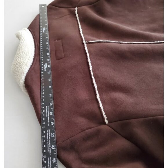 EUC Mens Y2K Brown Sherpa-Lined Faux Suede Coat Old Navy Sz XL Heritage Workwear - Picture 9 of 12